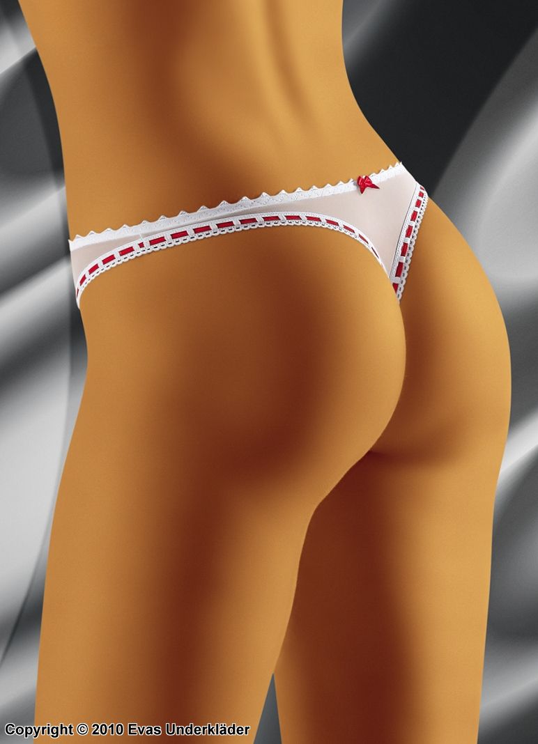 Thong panty with contrasting ribbon